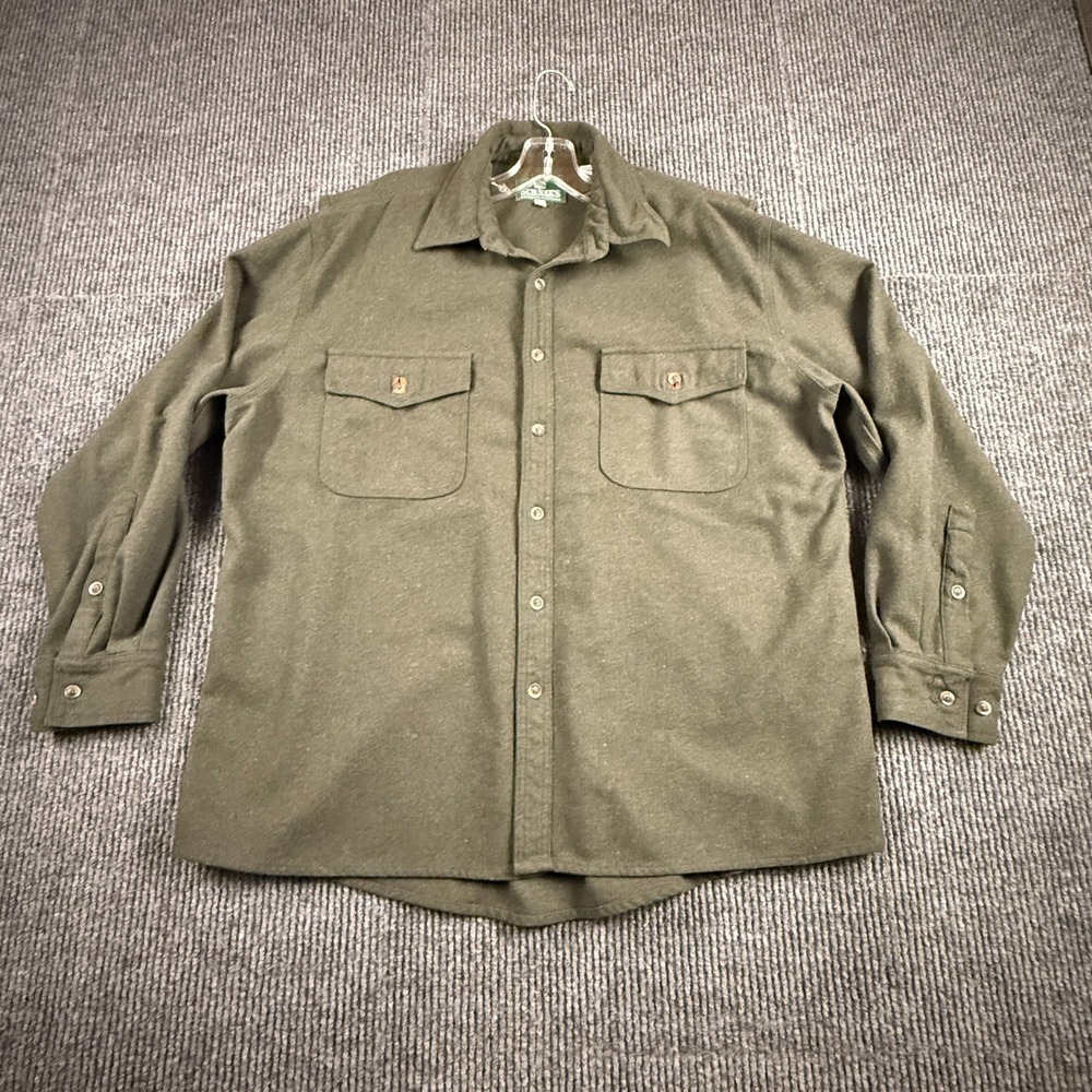 Schnees Bozeman Montana Mens Size XL Wool Blend Field Shirt Olive Green
